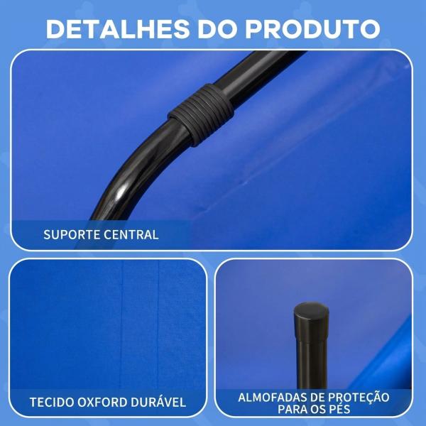 Cama Elevada para Cães com Tecido Oxford e Estrutura de Metal para Interior e Exterior 92x76x18 cm Azul