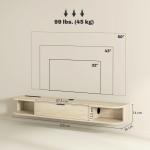 Móvel de TV Suspenso com Orifício para Cabos Estilo Moderno para Televisão 50 Polegadas 120x24x16 cm Madeira