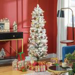 Árvore de Natal 150 cm Árvore de Natal Artificial Nevada com 120 Luzes LED 263 Ramos Verde e Branco