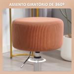 Banco de Bar Banco Alta de Cozinha Ajustável em Altura 52 - 66 cm Estofado em Veludo Giratória a 360° Marrom