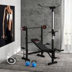 Banco de Pesos Multi Funcional Banco de Musculação Ajustável em 6 Posições 180x134x200cm Prata e Preto