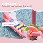 Trotinete para Crianças Trotinete com 3 Rodas LED Altura Ajustável Carga 25 kg 52x29x63 - 76 cm Rosa