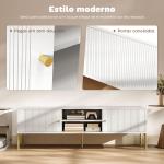 Móvel de TV Moderno com 2 Prateleiras Abertas Ajustáveis para Televisão 65 Polegadas 140x38x45,9 cm Branco