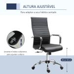 Cadeira de Escritório Ergonômica Giratoria 360° Inclinável com Altura Ajustável Rodas Apoio de Braços 54x62x104 - 114 cm Preto