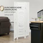 Biombo Dobrável de 3 Painéis de Madeira 120x170 cm Biombo Separador de Ambientes com Padrões Gravados Elegantes Branco