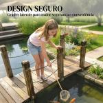 Ponte de Jardim de Madeira 1,51 m Ponte Decorativa para Lagos Rústica com Corrimões de Segurança Carbonizada