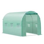 Cobertura de Estufa com 6 Janelas e Porta para Jardim Anti - UV PE 300x200x200 cm Verde