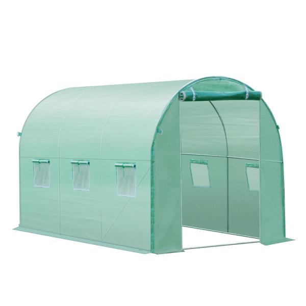 Cobertura de Estufa com 6 Janelas e Porta para Jardim Anti - UV PE 300x200x200 cm Verde