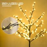 Árvore de Cerejeira com 120 Luzes LED IP44 Candeeiro Decorativo Flor de Cereja com Ramos Flexíveis 17x17x120cm Preto