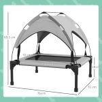 Cama para Cães Elevada com Toldo para Cães Médios com Estrutura de Aço e Bolsa de Transporte 76x61x69,5 cm Cinza Claro