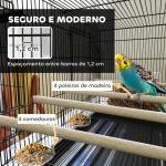 Gaiola para Pássaros com Divisória Gaiola para Aves com 4 Comedouros 4 Poleiros e Bandeja Amovível 76x46x46 cm Preto
