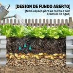 Caixa de Plantio de Aço Galvanizado para Cultivar Plantas Flores Floreira Exterior Retangular com Fundo Aberto 120x60x30,5 cm Prata