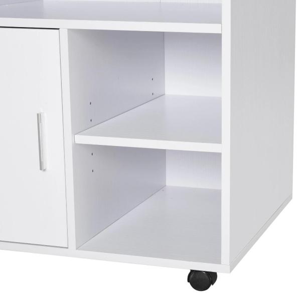 Armário de Escritório para Impressora Multifuncional com Prateleiras e Amplo Espaço de Armazenamento 60x50x65,5 cm Branco