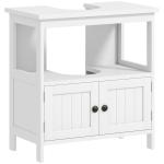 Móvel para Lavatório Pousar com Armário de 2 Portas Estante Aberto e Estante Ajustável Interior 60x30x60 cm Branco