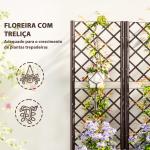 Floreira com Treliça de PP com Drenagem e Amplo Espaço para Plantas Trepadoras Vaso com Suporte para Jardim 80x40x135 cm Marrom