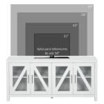Móvel de TV para Televisores de até 58" com 4 Portas de Vidro Temperado e Prateleiras Ajustáveis 130x35x60 cm Branco