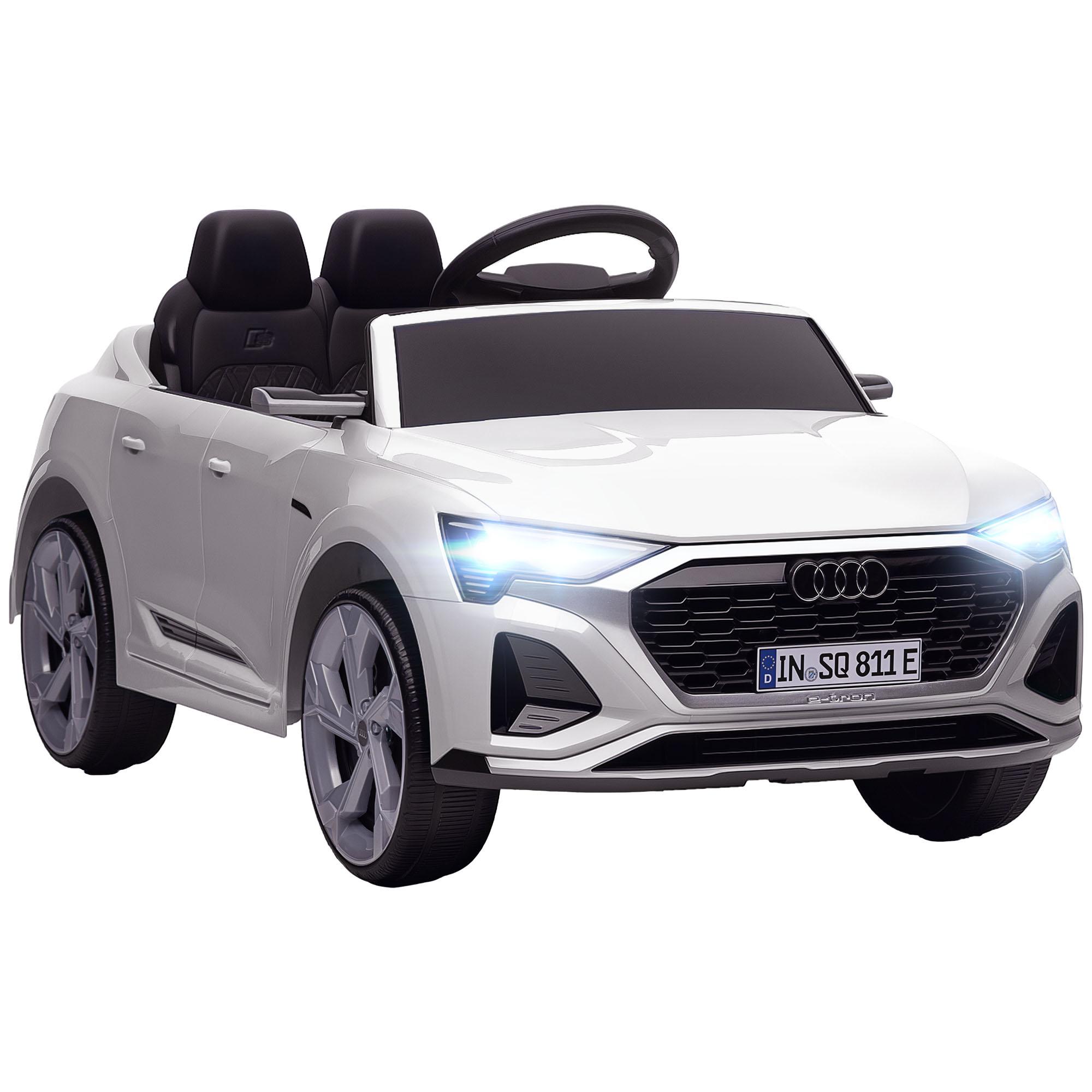Carro Elétrico para Crianças Carro Audi Q8 Etron Sportback Infantil 12V Faróis Buzina e Música 98x49,5x43 cm Branco