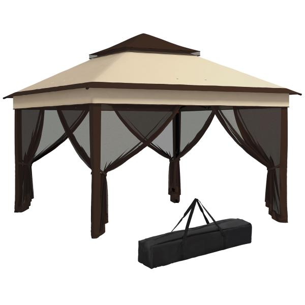 Tenda Dobrável 3,26x3,26x2,72 m com Altura Ajustável 4 Painéis de Malha Proteção UV30+ e Bolsa de Transporte Cinza
