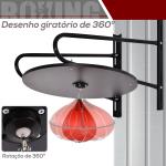 Pera de Boxe com Suporte de Parede com Plataforma Ajustável em Altura Suporte Giratório e Insuflador 60x73x80 cm Vermelho e Preto