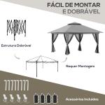 Tenda Dobrável Pop - UP 3,92x3,92x2,83 m com Altura Ajustável Proteção UV50+ Rede Mosquiteira e Bolsa de Transporte Cinza