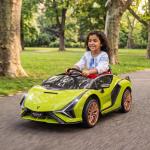 Carro Elétrico Infantil Lamborghini SIAN 12V para Crianças de 3 - 8 anos com Controle Remoto Abertura da Porta Música MP3 USB e Faróis 108x62x40 cm Verde