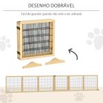 Barreira de Segurança para Cães de Madeira Dobrável para Cães Pequenos e Médios com 6 Painéis 432x36x70 cm Madeira