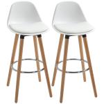 Conjunto de 2 Bancos de Bar Estofados em PU Bancos Altos de Cozinha com Assento de 69 cm 43x43x91 cm Branco