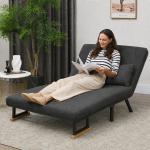 Sofá Cama Sofá Convertível em Cama de 2 Lugares Dobrável com Encosto Ajustável em 5 Níveis e 2 Almofadas 102x73x81 cm Cinza