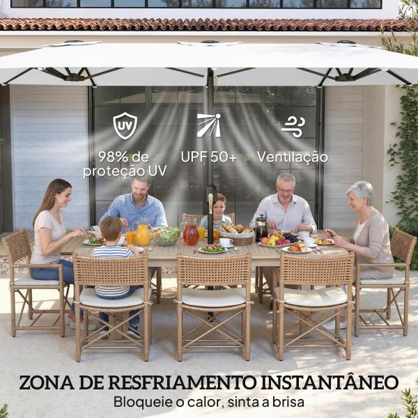 Guarda - Sol Duplo de Jardim 46x26 m com Manivela Manual Proteção UV50+ Capa Resistente à Água Branco