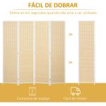 Biombo de 4 Painéis Dobrável Separador de Ambientes Tecido a Mão de Bambu e Fio de Algodão 180x180 cm Branco
