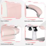 Cadeira Gaming Cadeira de Escritório Reclinável Apoio para os Pés Retrátil Suporte Lombar e Almofada para a Cabeça 63x63x115,5 - 123 cm Rosa