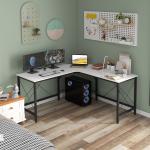 Secretária em Forma de L Secretária para Escritório com Estrutura de Metal Secretária de Canto 150x150x76 cm Branco e Preto