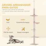 Árvore Arranhadora para Gatos Arranhador para Fixar ao Teto Altura Ajustável com Plataformas Poste de Sisal 40x34x230 - 260cm Bege
