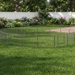 Parque para Cães com 16 Painéis e 2 Portas, Recinto em Aço para Interior e Exterior 80x60 cm Cinzento