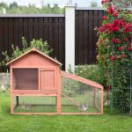 Casa para Coelhos de Madeira Coelheira para Exterior Teto de Tela de Asfáltica 144x64,5x100 cm Madeira