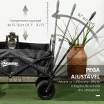 Carrinho de Transporte Dobrável com Bolsa Térmica Removível Capacidade 100 kg para Campismo Praia 113x57x77 - 100 cm Preto