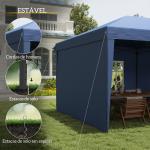 Tenda Dobrável 6x3 m Pop - up com 4 Laterais Desmontáveis Tenda de Jardim com 2 Janelas Visíveis Saco de Transporte Azul