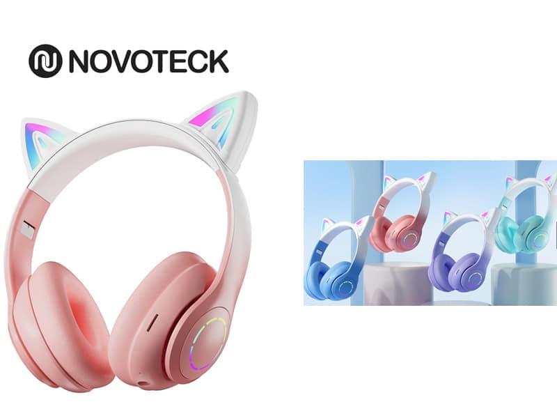 STN - 07 AURICULARES BLUETOOTH GATO RGB - Rosa