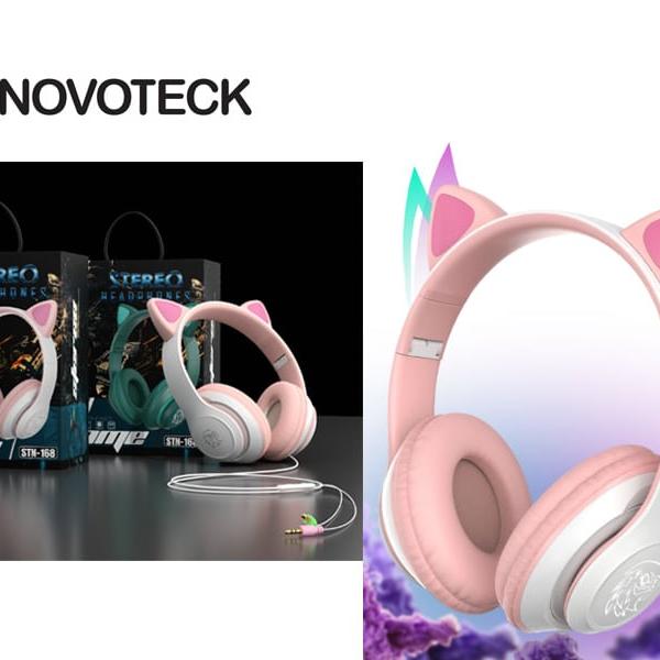 STN - 168 AURICULARES BLUETOOTH GATO RGB - Branco
