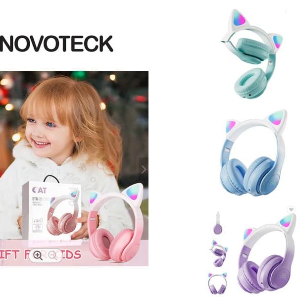 STN - 28 PRO AURICULARES BLUETOOTH GATO RGB - Rosa