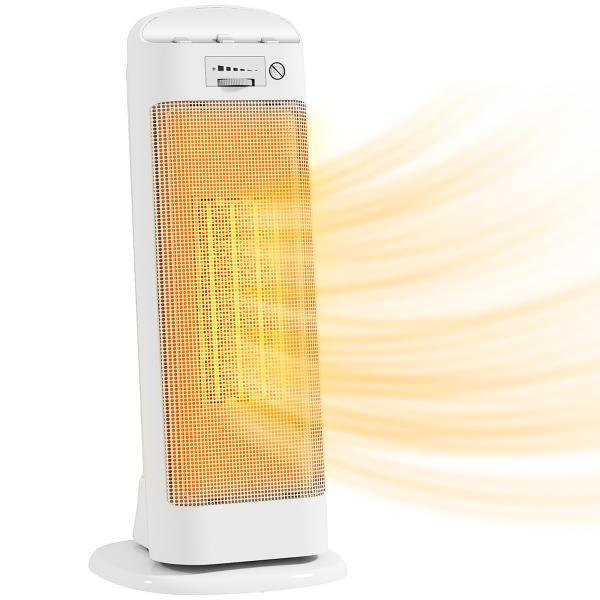 Aquecedor Elétrico de Baixo Consumo 2000W PTC com 4 Modos Termóstato Regulável Oscilação de 55° 20x20x49 cm Branco