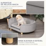 Sofá para Cães Pequenos com Pés de Madeira Almofada Removível e Capa Lavável 86x55x33 cm Cinzento Claro