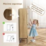Sapateira Estreita com 2 Portas Gaveta e Prateleiras Ajustáveis para 8 Pares de Sapatos 60x24x105,5 cm Madeira