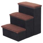 Escada para Animais de Estimação de 3 Degraus Dobrável com Tampa e Espaço de Armazenamento Escada para Cães Gatos Pequenos para Cama Sofá 40x54x48cm Preto
