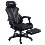 Cadeira de Gaming com Apoio para os Pés Retrátil Cadeira de Escritório Reclinável com Apoio para a Cabeça e Altura Ajustável 65x65x119 - 129cm Preto