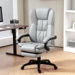 Cadeira de Escritório com Altura Ajustável 6 Pontos de Massagem e Apoio para os Pés Retrátil 68,5x68,5x113 - 121 cm Cinza