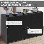 Aparador de Sala de Estar com 3 Portas 2 Gavetas e Prateleira Interior Ajustável Móvel Auxiliar de Armazenamento para Cozinha Dormitório Anti - Rolamento 117x36x74 cm Preto