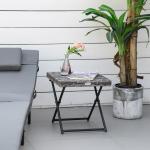 Mesa de Jardim em Vime Sintético Mesa Dobrável com Pés Cruzados e Estrutura de Aço para Pátio Varanda 40x40x40 cm Cinza