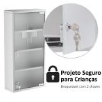 Kit de primeiros socorros em aço inoxidável para medicamentos 60x30x12cm prata