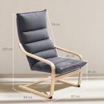 Poltrona de Sala de Estar Moderna com Encosto Alto Apoio para os Braços e Pés de Madeira Estofada em Veludo 67x83x105 cm Cinzento